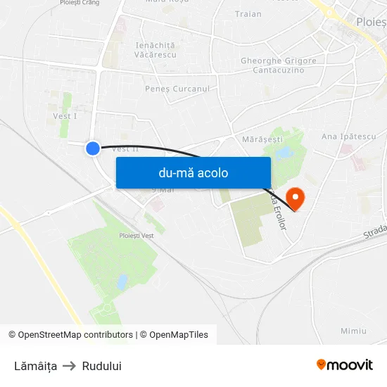 Harta de Lămâița către Rudului