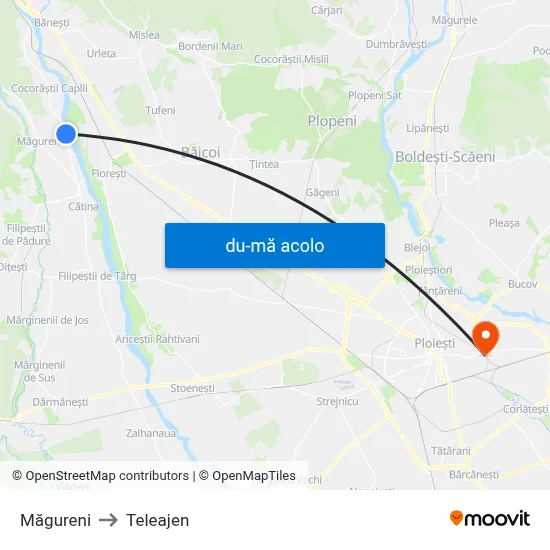 Harta de Măgureni către Teleajen