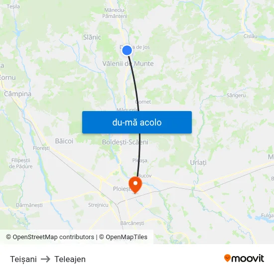 Harta de Teișani către Teleajen