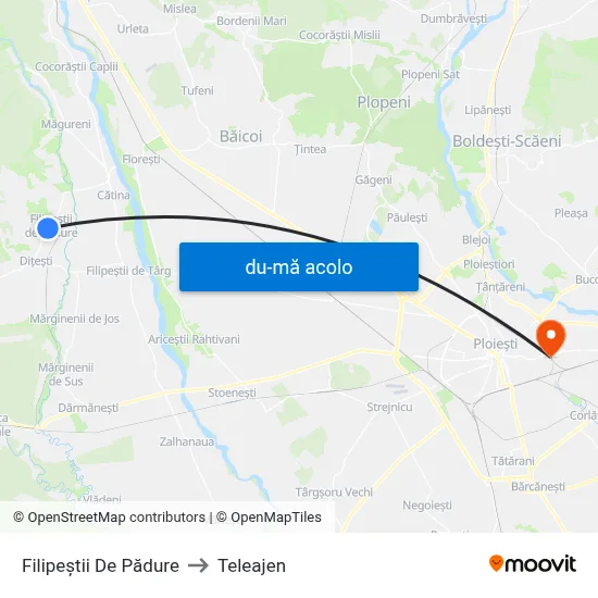 Harta de Filipeștii De Pădure către Teleajen