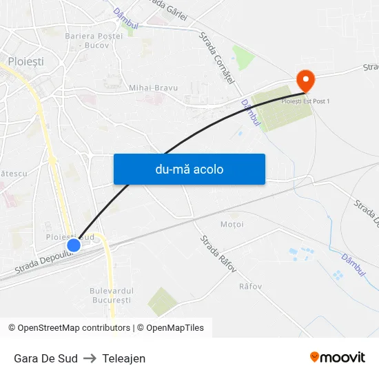 Harta de Gara De Sud către Teleajen