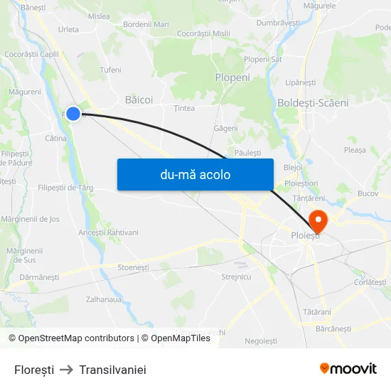 Harta de Florești către Transilvaniei