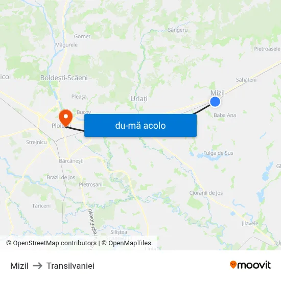 Harta de Mizil către Transilvaniei