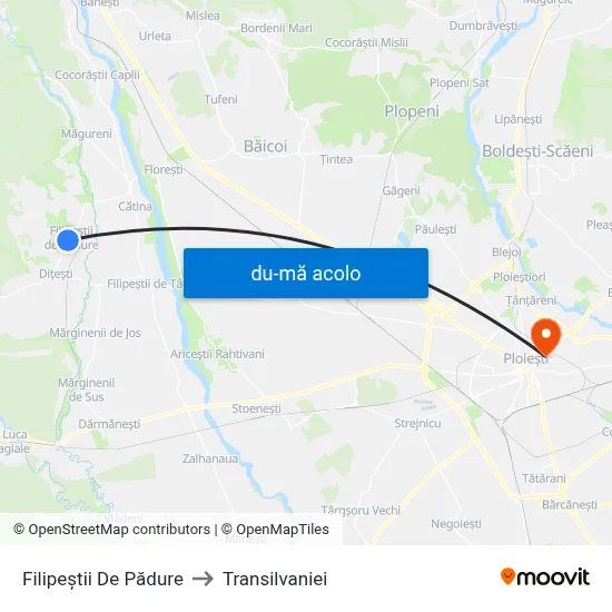 Harta de Filipeștii De Pădure către Transilvaniei