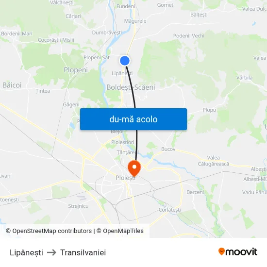 Harta de Lipănești către Transilvaniei