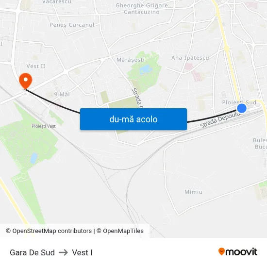 Harta de Gara De Sud către Vest I