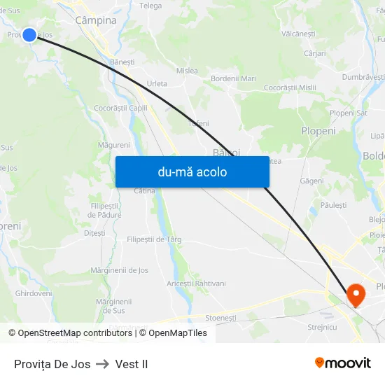 Harta de Provița De Jos către Vest II