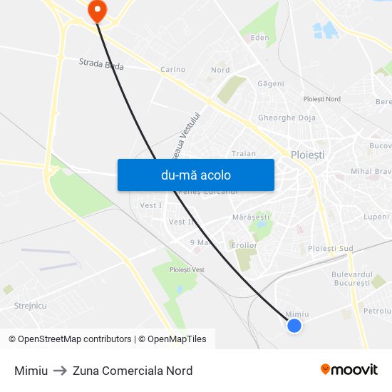 Harta de Mimiu către Zuna Comerciala Nord