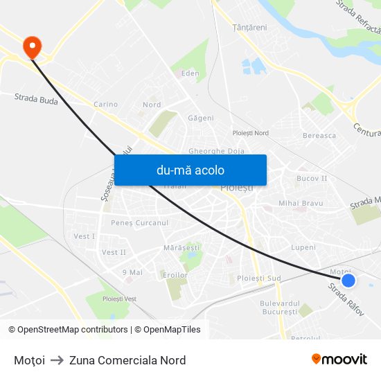 Harta de Moţoi către Zuna Comerciala Nord