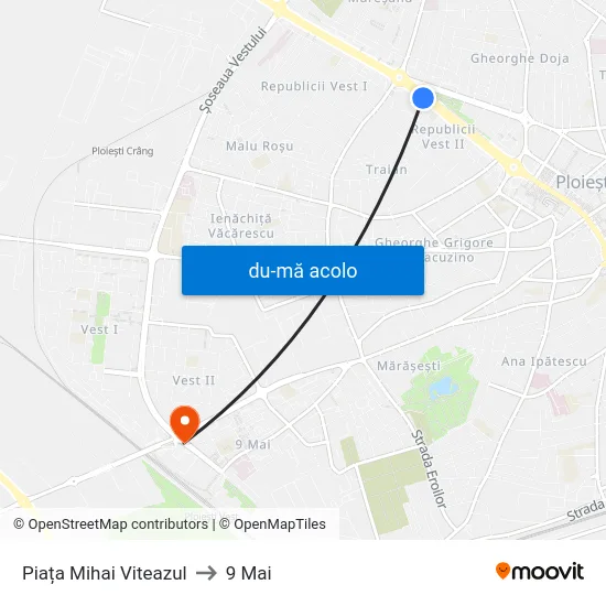 Harta de Piața Mihai Viteazul către 9 Mai