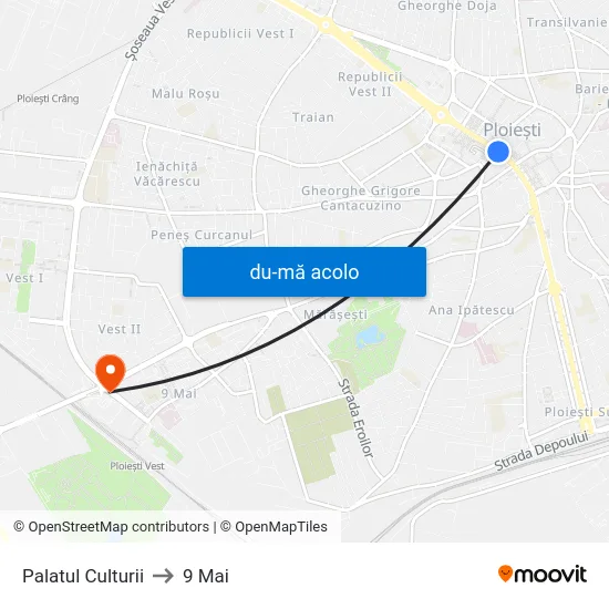 Harta de Palatul Culturii către 9 Mai