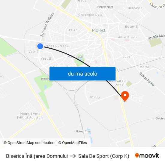 Harta de Biserica Înălțarea Domnului către Sala De Sport (Corp K)