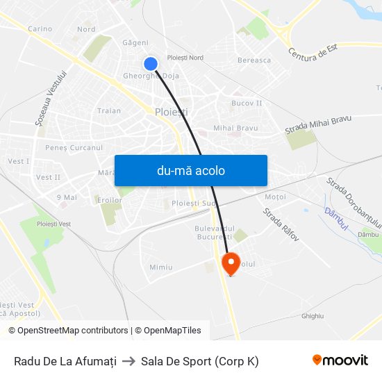 Harta de Radu De La Afumați către Sala De Sport (Corp K)