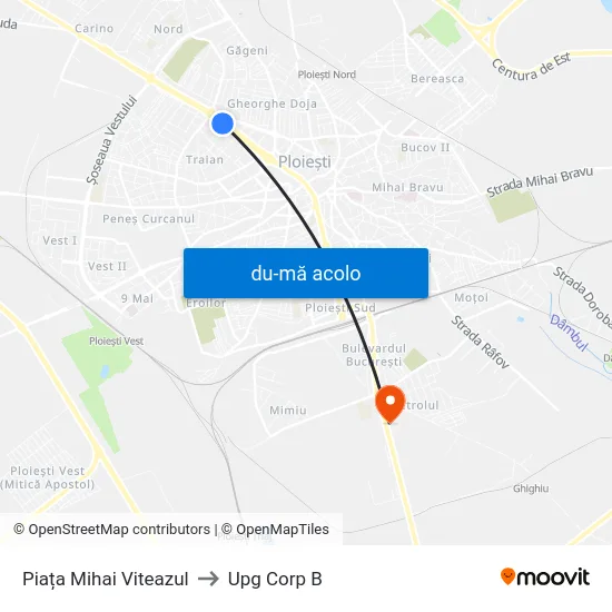 Harta de Piața Mihai Viteazul către Upg Corp B