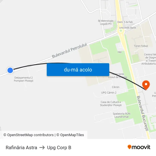 Harta de Rafinăria Astra către Upg Corp B