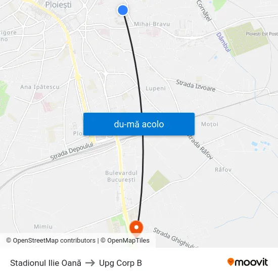 Harta de Stadionul Ilie Oană către Upg Corp B