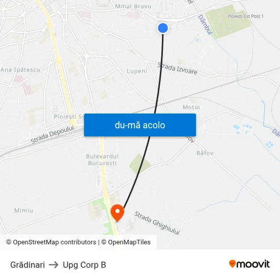 Harta de Grădinari către Upg Corp B