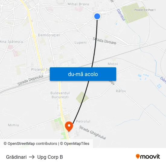 Harta de Grădinari către Upg Corp B