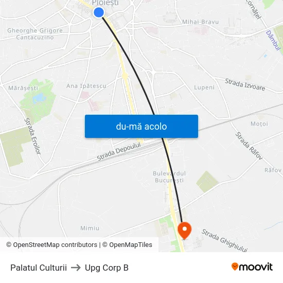 Harta de Palatul Culturii către Upg Corp B