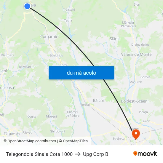 Harta de Telegondola Sinaia Cota 1000 către Upg Corp B