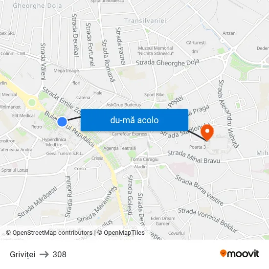 Harta de Griviței către 308