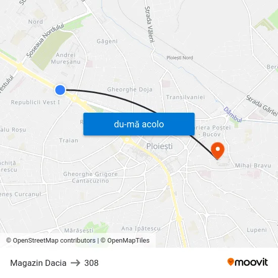 Harta de Magazin Dacia către 308