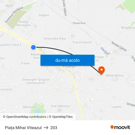 Harta de Piața Mihai Viteazul către 203