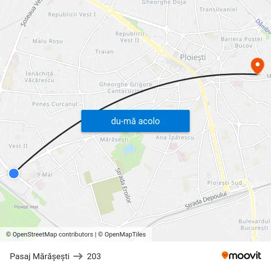 Harta de Pasaj Mărășești către 203