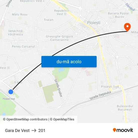 Harta de Gara De Vest către 201