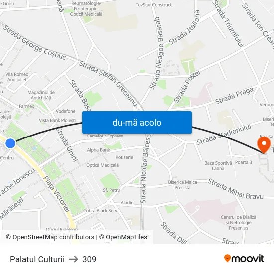 Harta de Palatul Culturii către 309