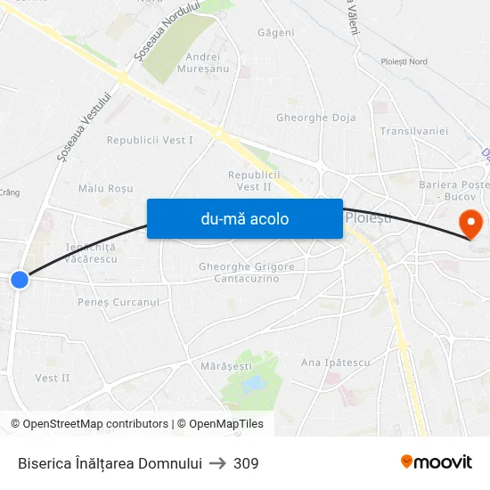 Harta de Biserica Înălțarea Domnului către 309