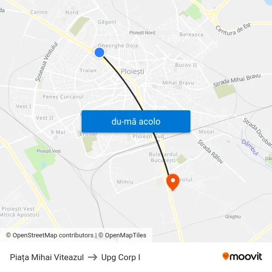 Harta de Piața Mihai Viteazul către Upg Corp I