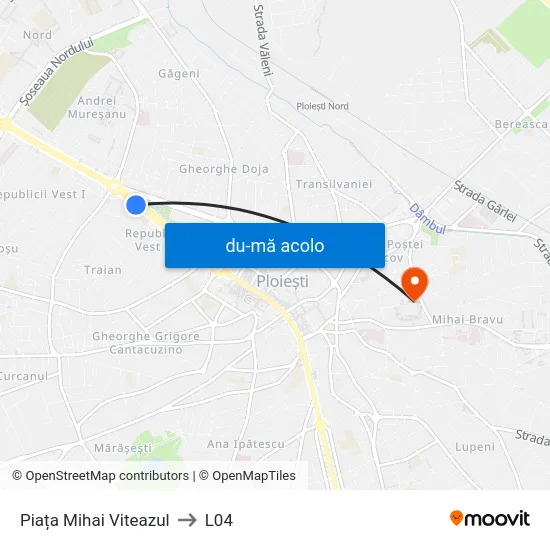 Harta de Piața Mihai Viteazul către L04