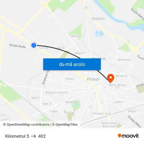 Harta de Kilometrul 5 către 402