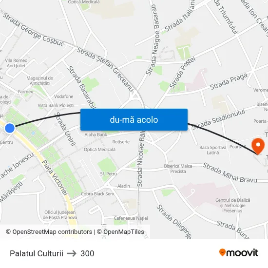 Harta de Palatul Culturii către 300