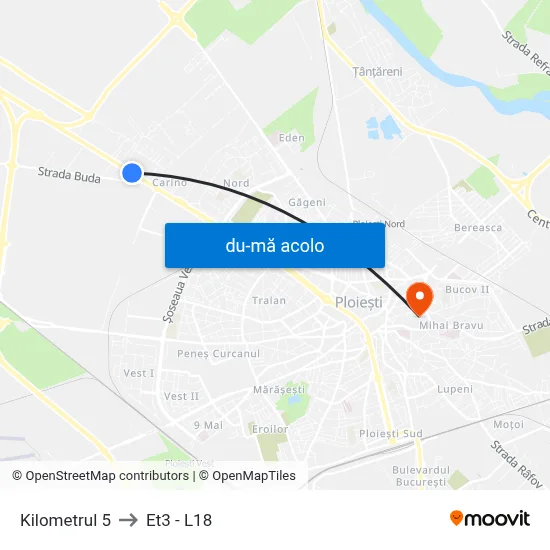 Harta de Kilometrul 5 către Et3 - L18