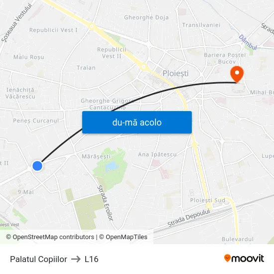 Harta de Palatul Copiilor către L16