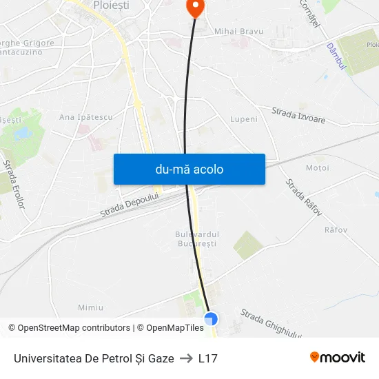 Harta de Universitatea De Petrol Și Gaze către L17