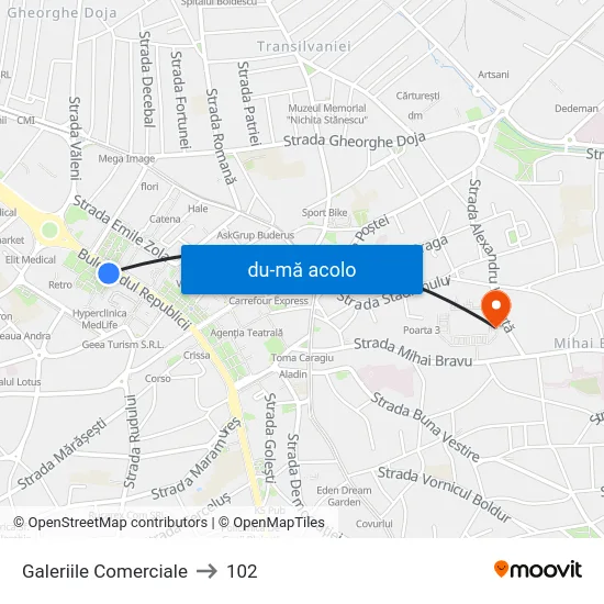 Harta de Galeriile Comerciale către 102