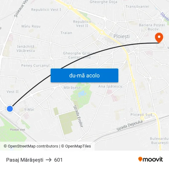 Harta de Pasaj Mărășești către 601