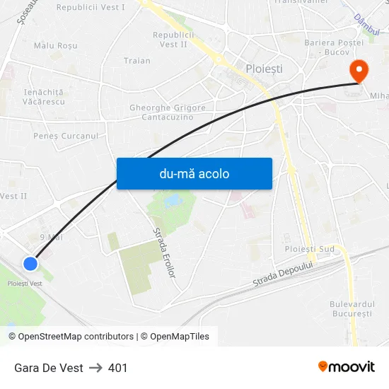 Harta de Gara De Vest către 401