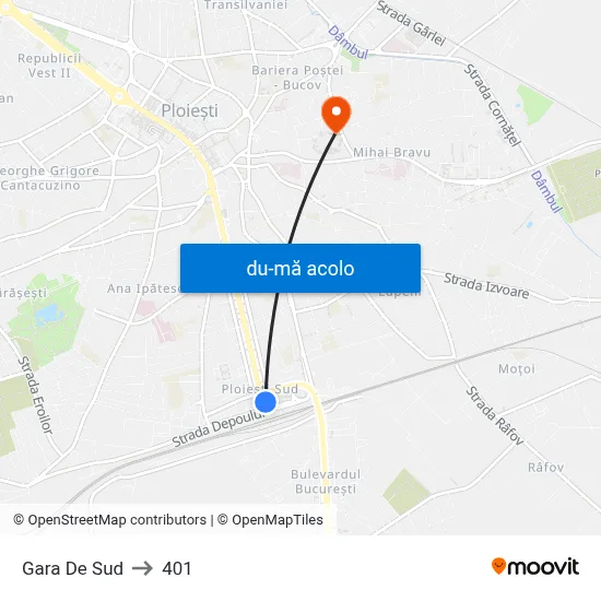 Harta de Gara De Sud către 401