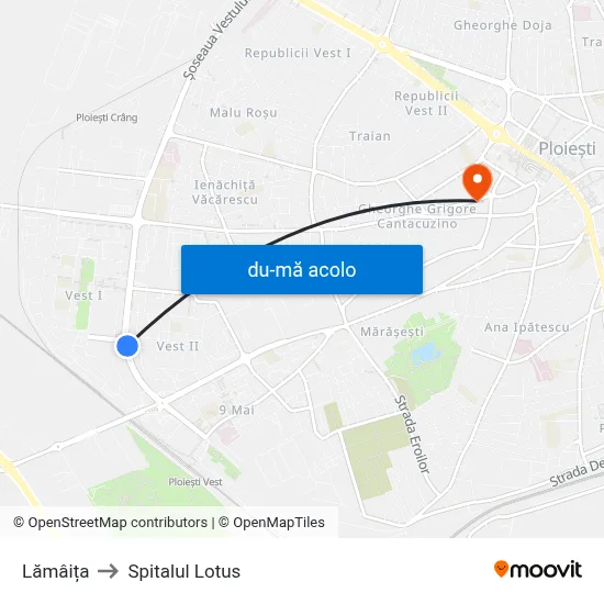 Harta de Lămâița către Spitalul Lotus