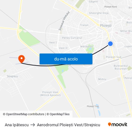 Harta de Ana Ipătescu către Aerodromul Ploiești Vest / Strejnicu