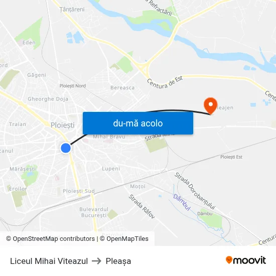 Harta de Liceul Mihai Viteazul către Pleașa