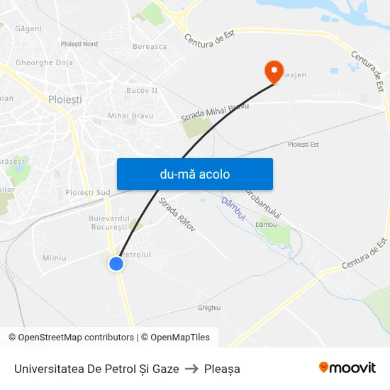 Harta de Universitatea De Petrol Și Gaze către Pleașa