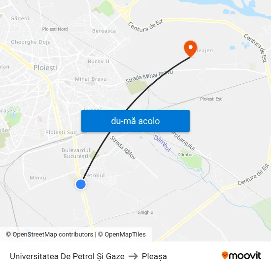 Harta de Universitatea De Petrol Și Gaze către Pleașa