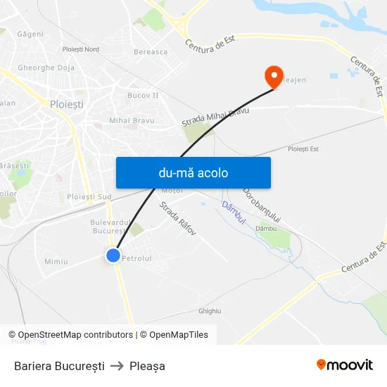 Harta de Bariera București către Pleașa