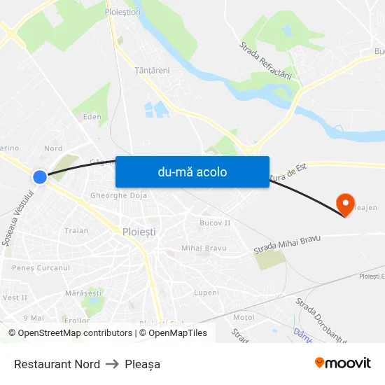 Harta de Restaurant Nord către Pleașa