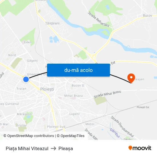 Harta de Piața Mihai Viteazul către Pleașa